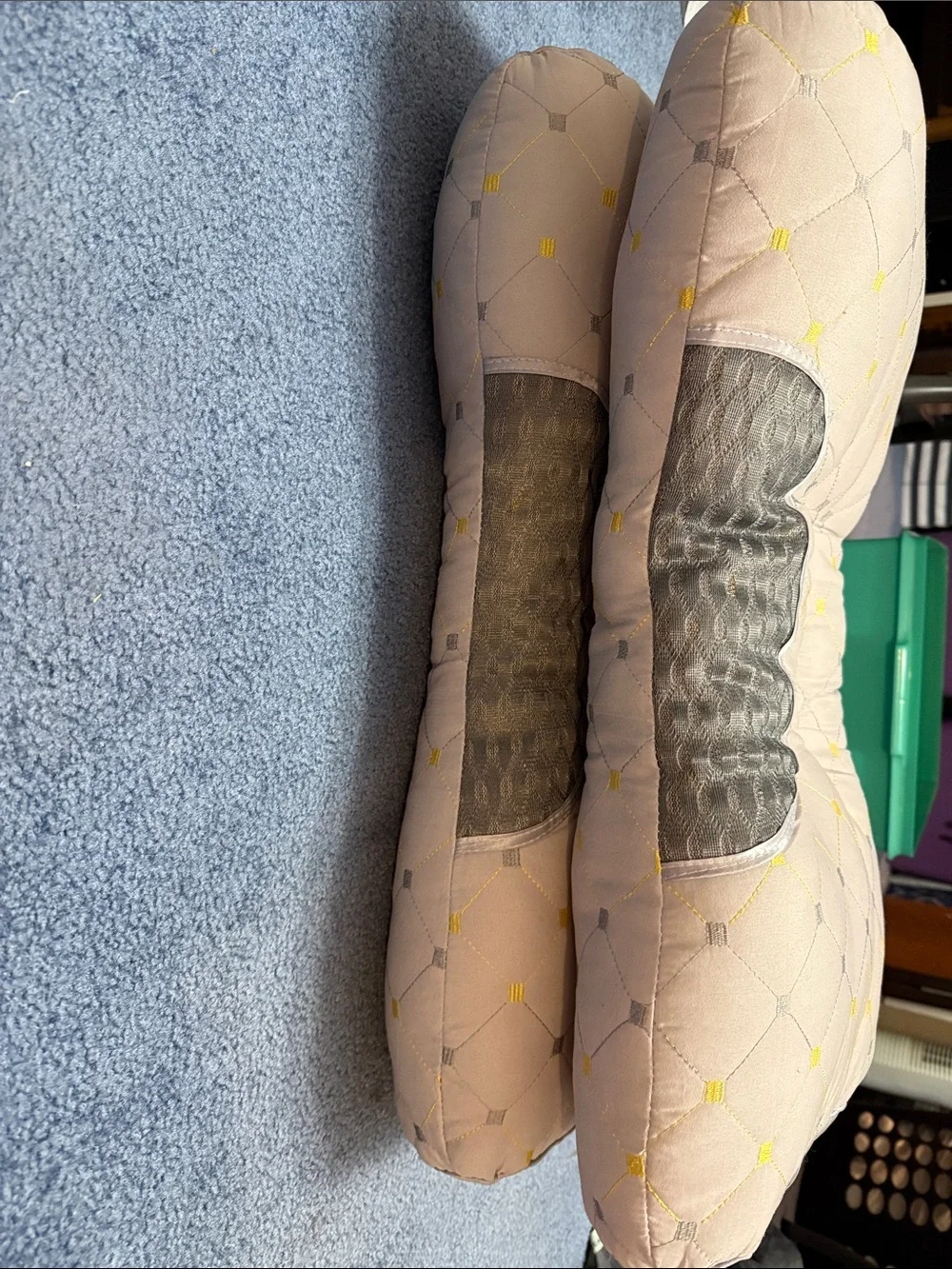 Supportive Neck and Lumbar Pillow in Cream with Gray Accent
